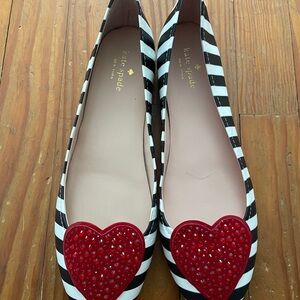 Kate Spade Black and White Striped Ballet Flats Size 9